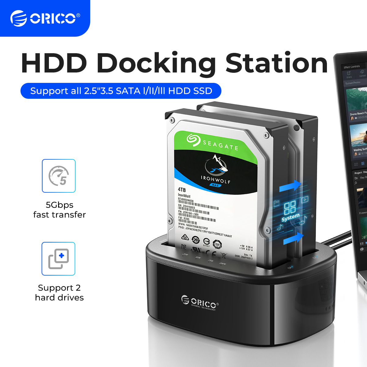 Power Tools Uk - ORICO Dual-bay Hard Drive Docking Station