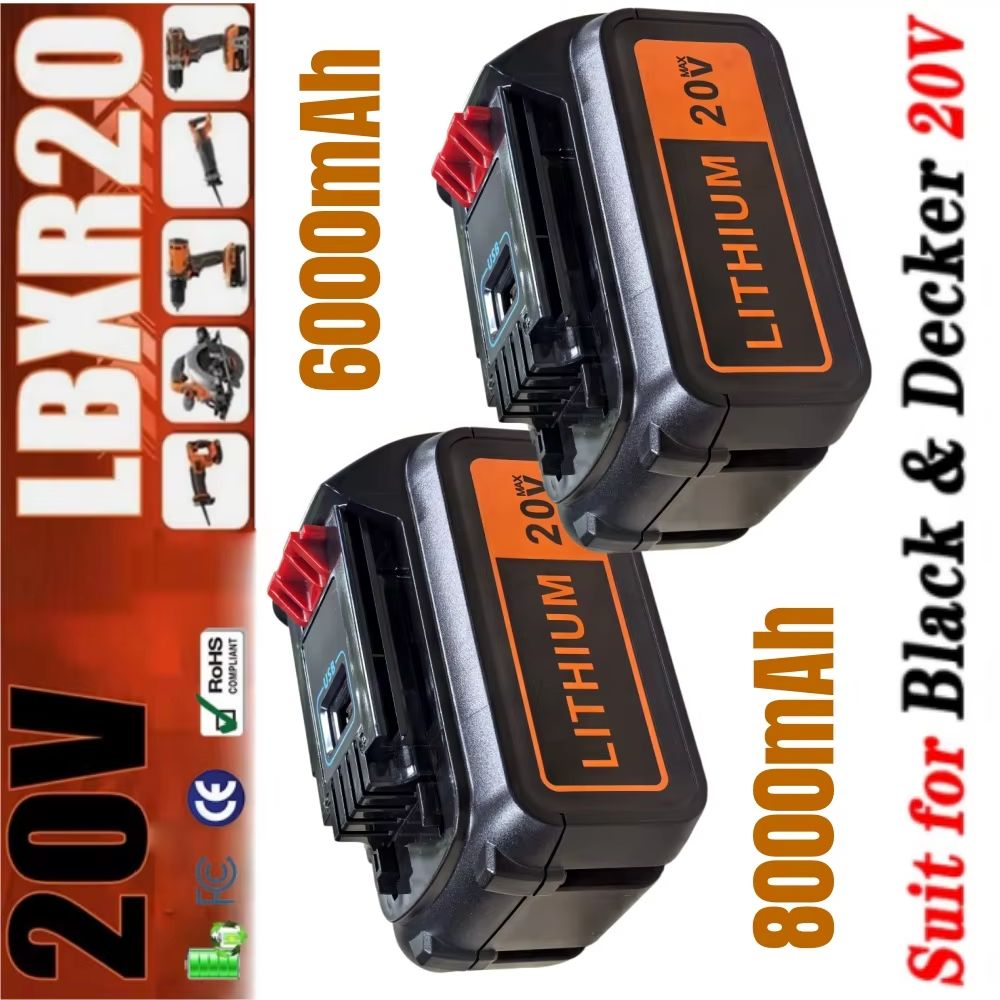 8Ah High Capacity Replacement  - Black+Decker Tool 20V Max recension och pris