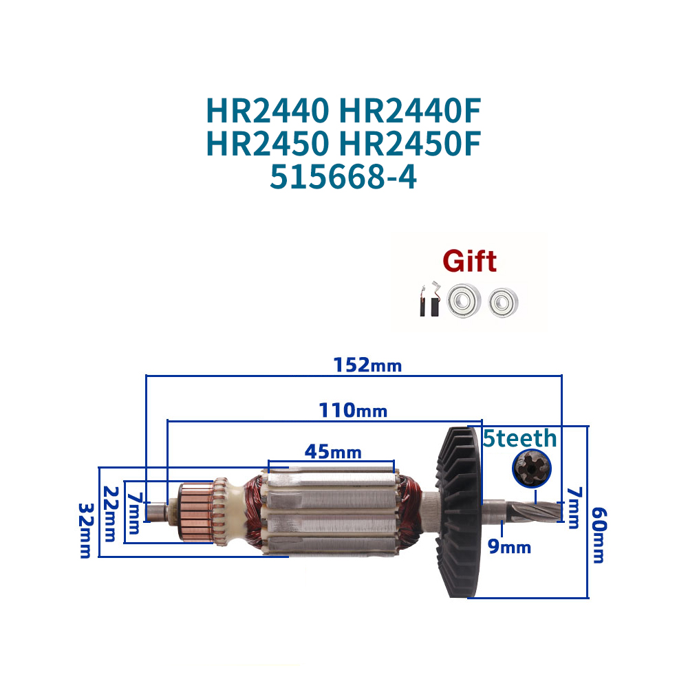 220-240V Armature for Makita H - Makita Drill Hp1640 recension och pris